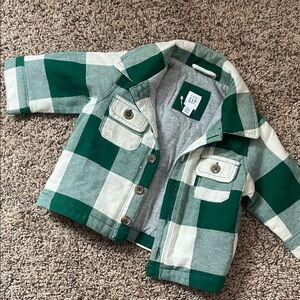 GAP Green and White Plaid Kids Jacket